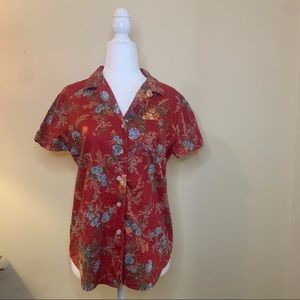 Lauren Ralph Lauren Red Hawaiian Button Up Shirt Petite M